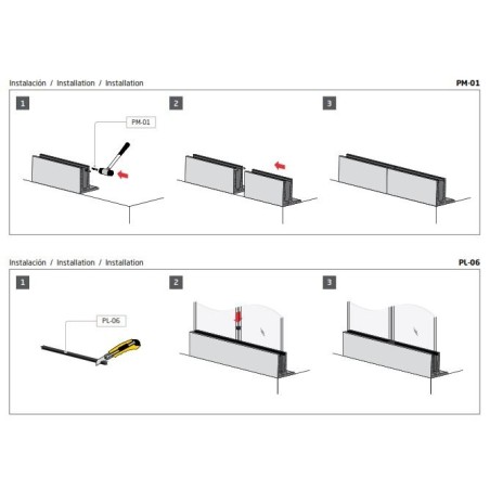 Barandilla vidrio Glassfit Flow SV-1403 Top perfil suelo montaje superior con aleta