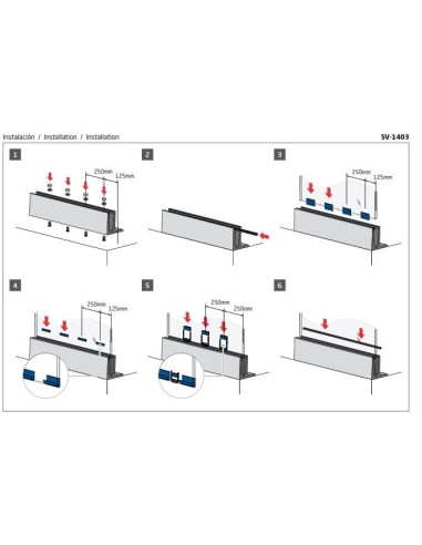 Barandilla vidrio Glassfit Flow SV-1403 Top perfil suelo montaje superior con aleta
