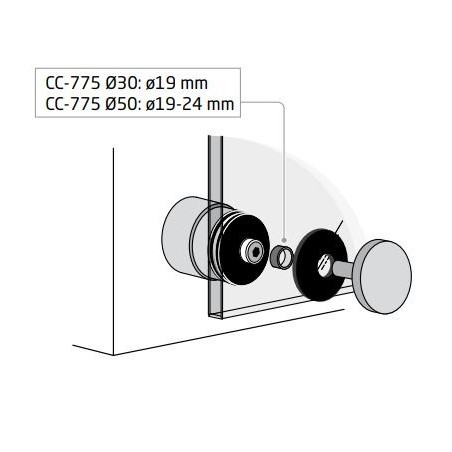 Ⓞ Botón para barandillas de cristal CC-775 Ⓞ Barmet.es