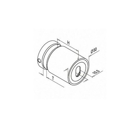 Plano Adaptador para vidrio en acero inox AISI304 y AISI316 Mod 0749