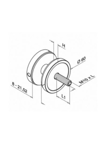 Plano Adaptador para vidrio en acero inox AISI304 y AISI316 Mod 0745
