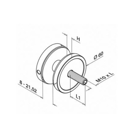 Plano Adaptador para vidrio en acero inox AISI304 y AISI316 Mod 0745