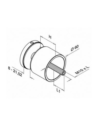 Plano Adaptador para vidrio en acero inox AISI304 y AISI316 Mod 0745