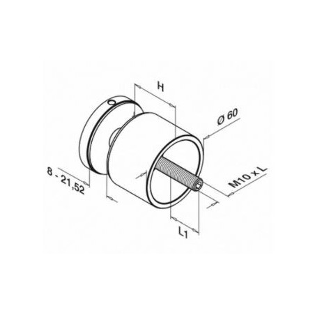 Plano Adaptador para vidrio en acero inox AISI304 y AISI316 Mod 0745