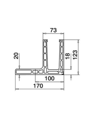 Kit Barandilla de vidrio a suelo, Easy Glass Prime Mod 6962, montaje superior con aleta 5000mm