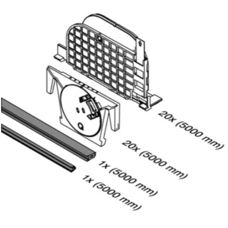 Plano Q-disc System ajustable(set de gomas , inserto y Q-disc) Mod. 6931 para perfil Easy Glass Smart y Prime - Qrailing