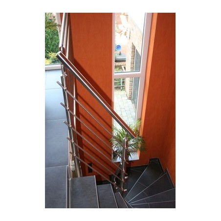 Barandilla de acero inox 6 Varillas Q-Saraya Sujeción poste al lateral AISI304