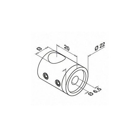 Medidas Soporte para travesaño Mod 0830 varilla Ø12mm para tubo plano (atraviesa varilla)