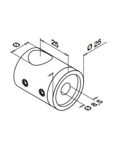 Soporte para travesaño Mod 0840 varilla Ø16mm para tubo plano 2