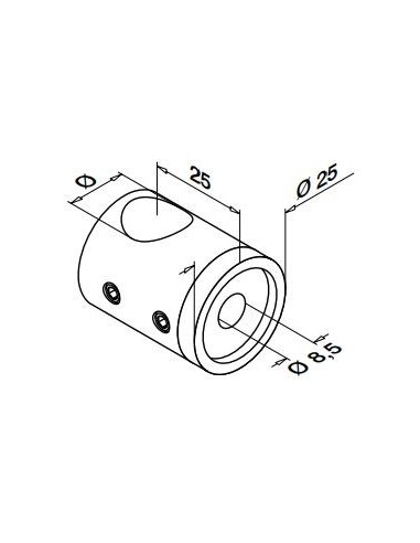 Medidas Soporte para travesaño Mod 0840 varilla Ø16mm para tubo plano