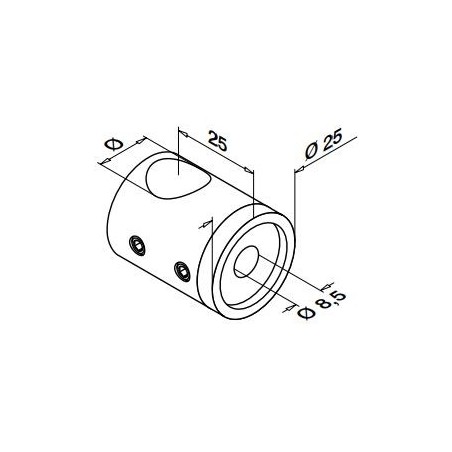 Medidas Soporte para travesaño Mod 0840 varilla Ø16mm para tubo plano