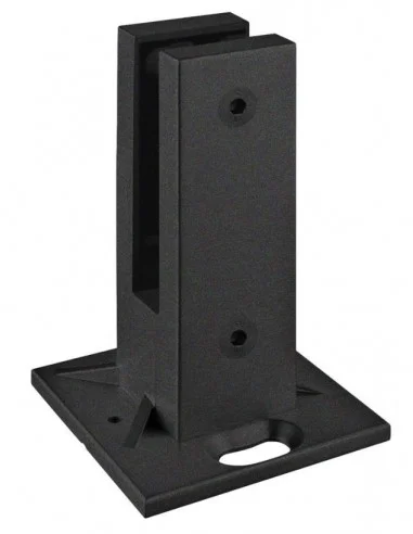 Pinza al suelo cuadrada de acero inoxidable para sistema de barandilla de vidrio modelo 62 en Black (RAL 9005)