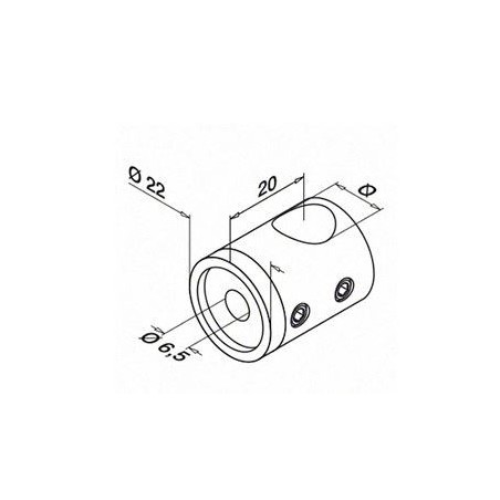 Soporte para travesaño Mod 0833 de Ø12mm derecho