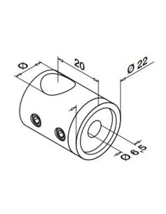 Soporte para travesaño Mod 0832 de Ø12mm izquierdo a tubo redondo 2