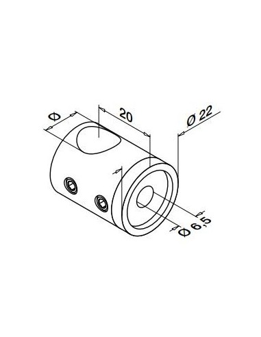 Plano Soporte para travesaño Mod 0832 de Ø12mm izquierdo