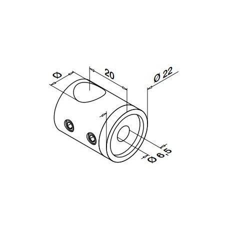 Plano Soporte para travesaño Mod 0832 de Ø12mm izquierdo