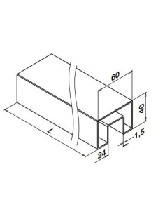 Pasamanos en "U" rectangular Mod 6924 acero inox. 40X60mm 2