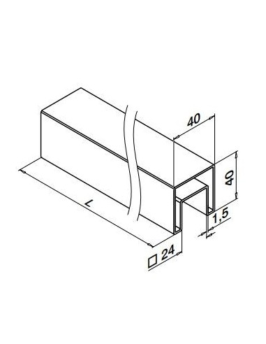 Medidas Pasamanos en "U" cuadrado Mod 6924 acero inox. 40X40mm