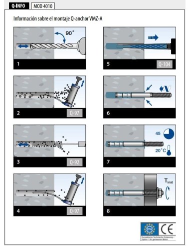 Plano de instalación anclaje de expansión Qs-60 M12x120/10, A4
