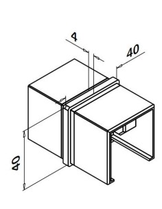 Conector rectangular de unión para tubos en perfil U 6794 40x40mm 2