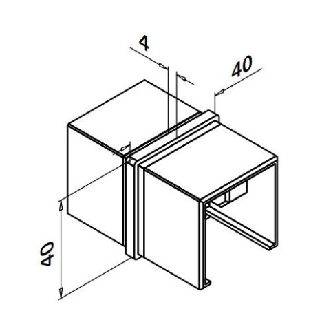 Conector rectangular de unión para tubos en perfil U 6790