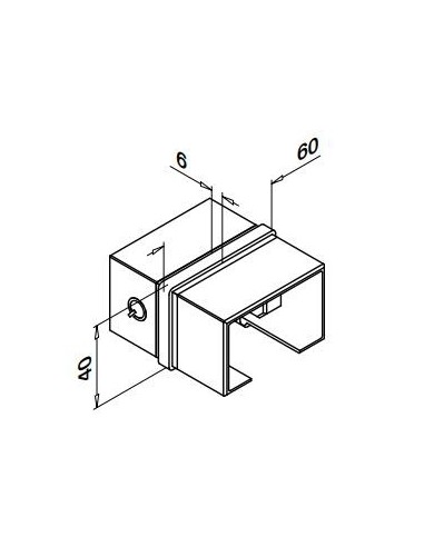 Conector rectangular de unión para tubos en perfil U 6790