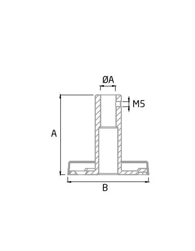 Plano Soporte ajustable para pasamanos a pared redondo en acero inoxidable