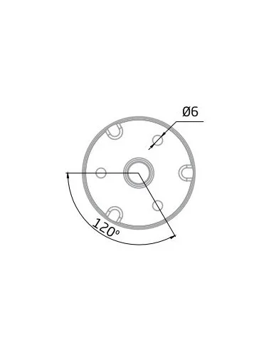 Plano Soporte ajustable para pasamanos a pared redondo en acero inoxidable