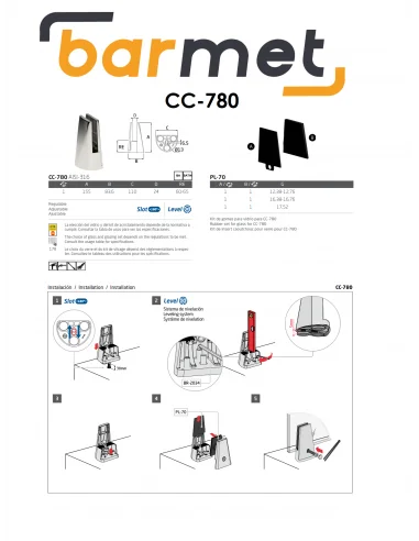 Planos pinzas para suelo CC-780 AISI316