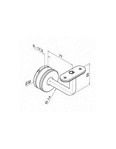 Medidas Soportes para pasamanos Mod 0117 vidrio-plano