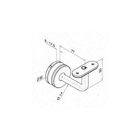 Medidas Soportes para pasamanos Mod 0117 vidrio-plano