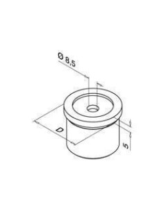 Adaptador para pasamanos 0730 D33.7x2mm para tubo plano - Barmet 2