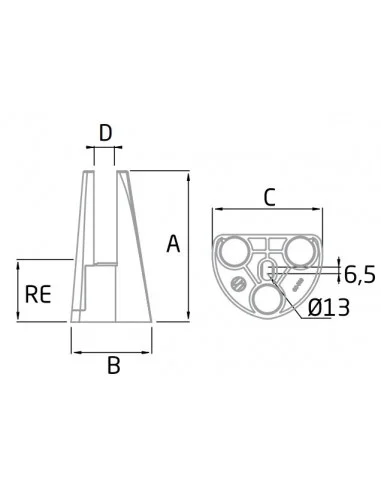 Esquema pinzas para suelo CC-780 AISI316