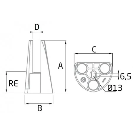 Esquema pinzas para suelo CC-780 AISI316