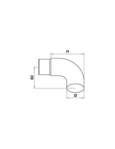 Medidas Terminal pasamanos de madera Mod 0739 AISI 304