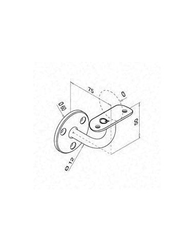Medidas Soporte para pasamanos Modelo 112 pared-tubo