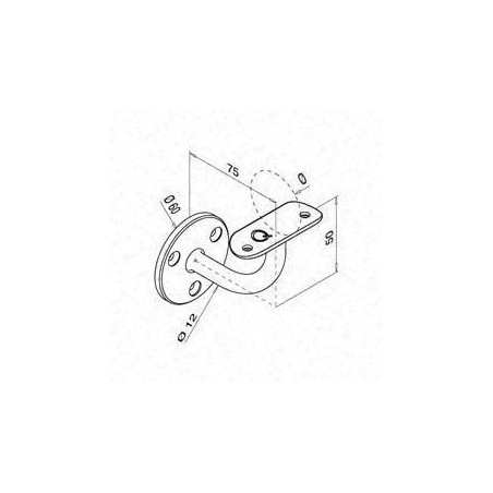 Medidas Soporte para pasamanos Modelo 112 pared-tubo