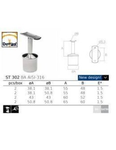 Soporte tubo ST-302 AISI316 - Barmet 2
