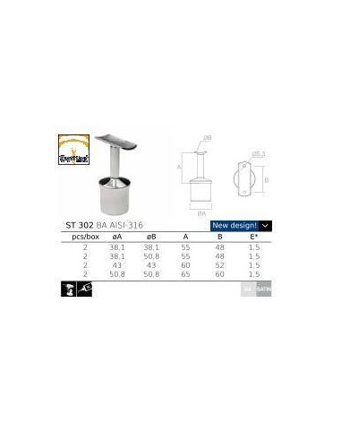 Soporte tubo ST-302 AISI316