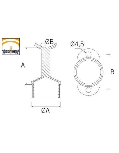 Medidas Soporte tubo ST-302 AISI316