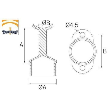 Medidas Soporte tubo ST-302 AISI316