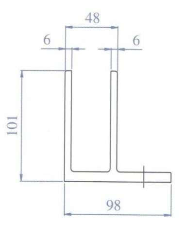 Plano Soporte de barandilla Glass U sobre suelo