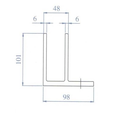 Plano Soporte de barandilla Glass U sobre suelo