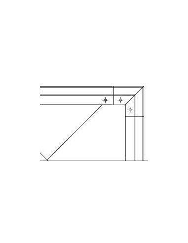 Plano Soporte esquinero Glass U Base fijación interna