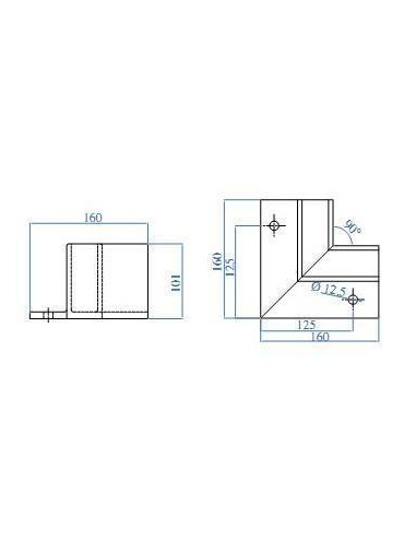 Medidas Soporte esquinero Glass U Base fijación externa