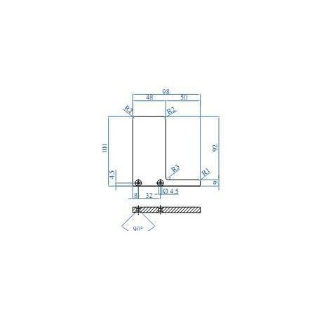 Medidas Tapa de soporte de soporte de barandilla Glass U