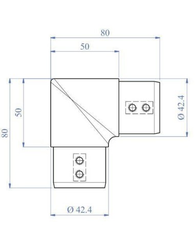 Conector de pasamanos ranurado de inoxidable plano