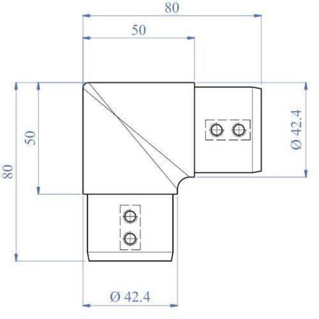 Conector de pasamanos ranurado de inoxidable plano