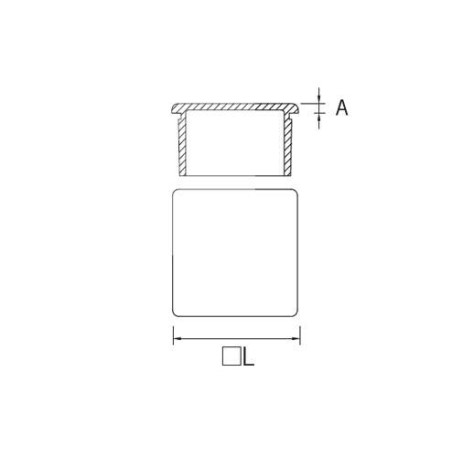 Terminal Modelo TF530 de acero inoxidable AISI 316 con acabado pulido espejo y satinado Terminal para tubo cuadrado de 40x40mm 