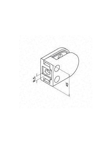 pinza para barandillas de vidrio Modelo 22 zamac poste cuadrado apariencia inox